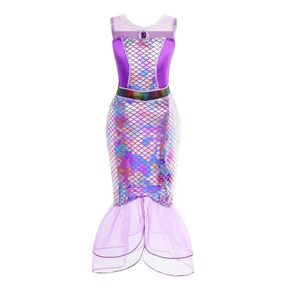 Mermaid Dress Girls Kids Cosplay Dresses Princess Costume Perform Clothes Birthday Party Halloween Clothing