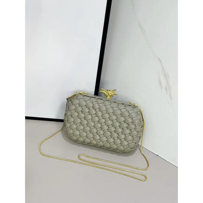 Elegant Box Shaped Dinner Clutch Crossbody Bag for Women Fashionable Chain Strap Handbag Retro Style Leather Handbag
