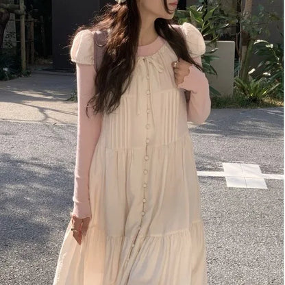 Spring 2025 Chic A-Line Dr Korean Sle Long Svel Women's Faionable Gown Ele Personali Commute Suitable Dr