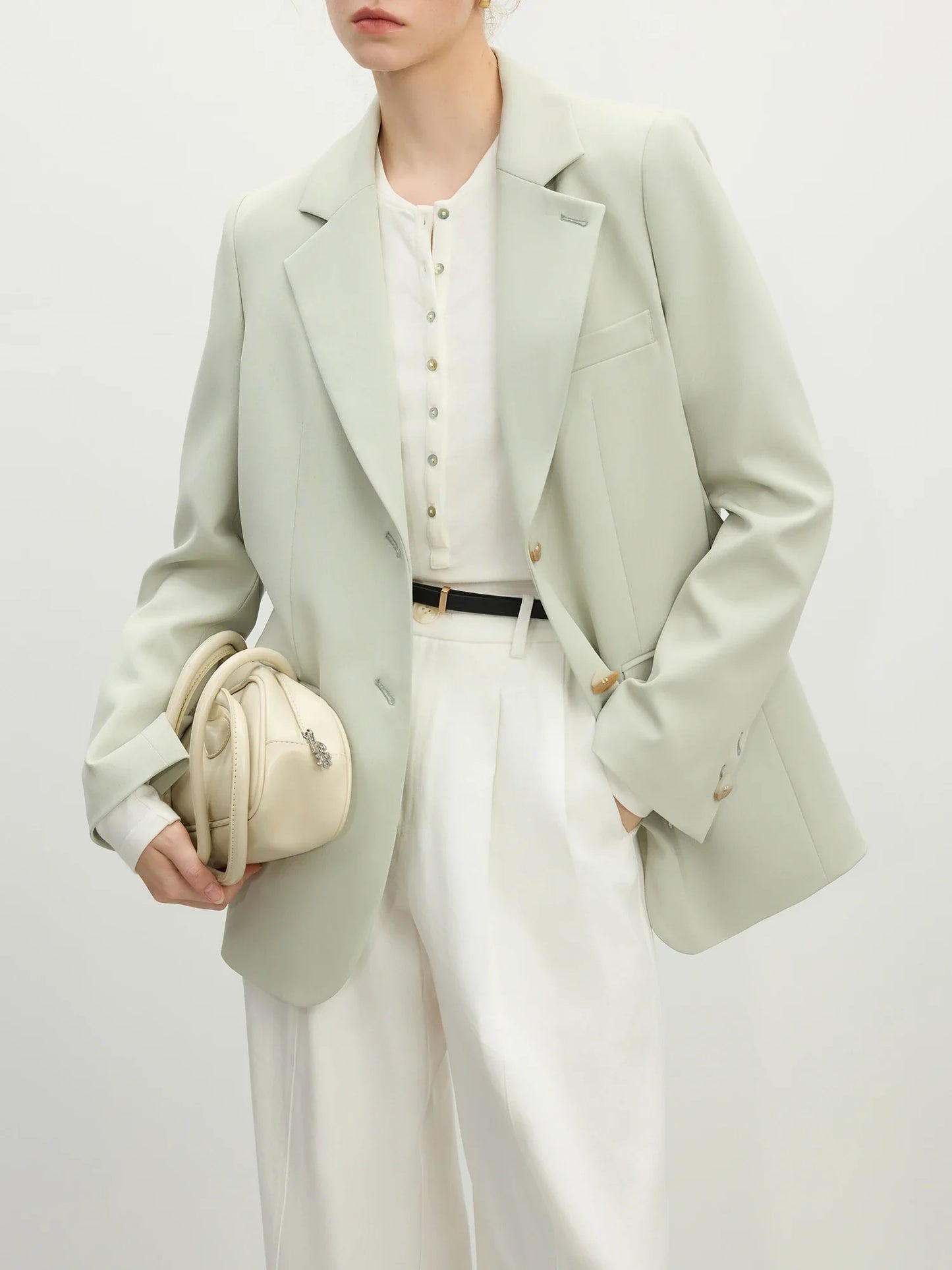 Versatile Elegant Style Blazer Jacket for Women 2025 New Arrival Unique Design Office Loose Top Green Chic Coat 25FS11075
