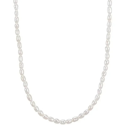 2.5-3.5mm Rice Shape Freshwater Pearl Necklaces 40cm Length 925 Sterling Silver Collar Necklaces for Women Jewelry Gift