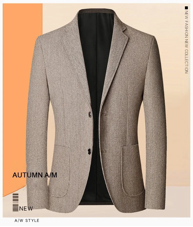 Brand 2026 Spring Elegant Blazer for Men Long Sleeve 2 Button Wedding Party Easy Care Business Blazers Suits Men