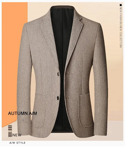 Brand 2026 Spring Elegant Blazer for Men Long Sleeve 2 Button Wedding Party Easy Care Business Blazers Suits Men