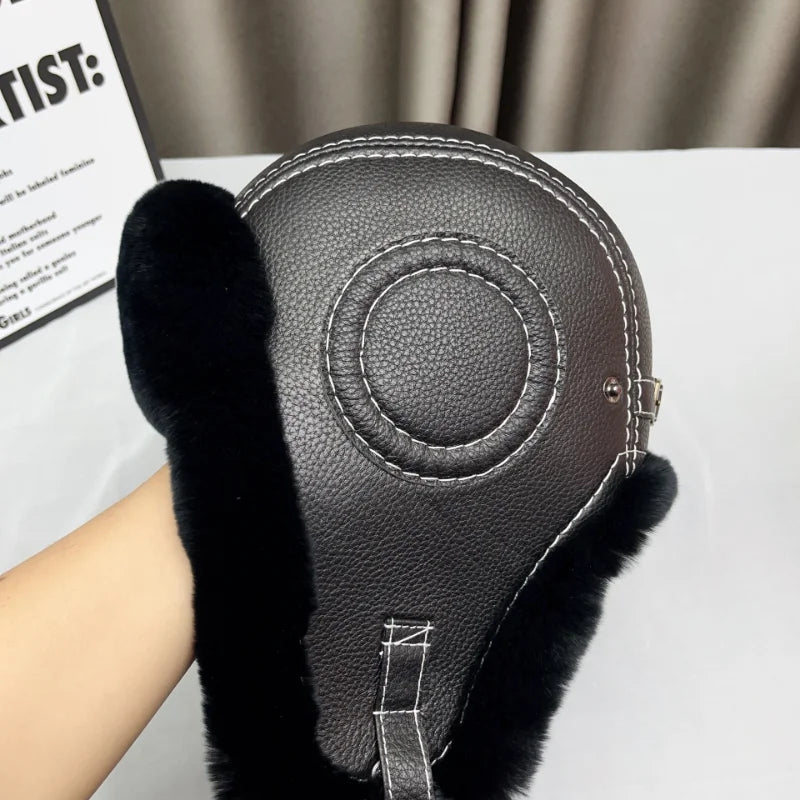 Domo Ushanka Fur Hat Winter Adult Keep Warm Cap Bomber Hats For Women Rex Rabbit Fur Hat With Ear Recommend Winter Sales