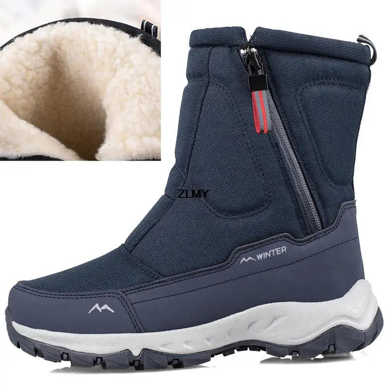 Waterproof Men Women Snow Boots High Top Ankle Winter Boots Platform Warm Plush Man Cutton Shoes Outdoor Non-slip Snowboots Male
