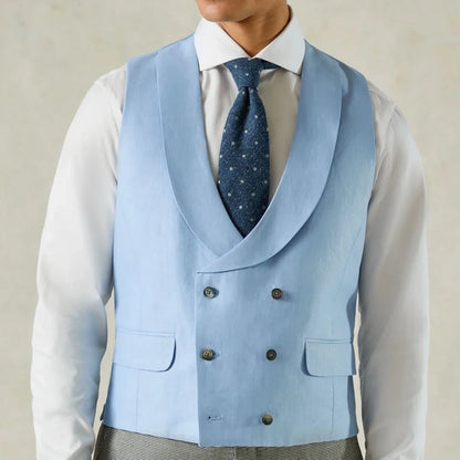 Men Vest Pink Solid Double Breasted With Lapel Waistcoat For Wedding Banquet Business Work Office Casual Daily Men Suit Vest