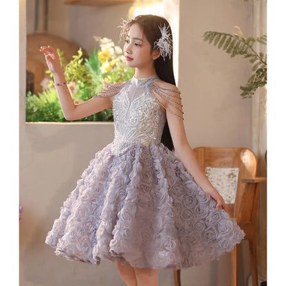 Elegant Girls Princess Dresses Birthday Party Pageant Gown Kids Costume Wedding Dress Formal Outfit Children Summer Clothes