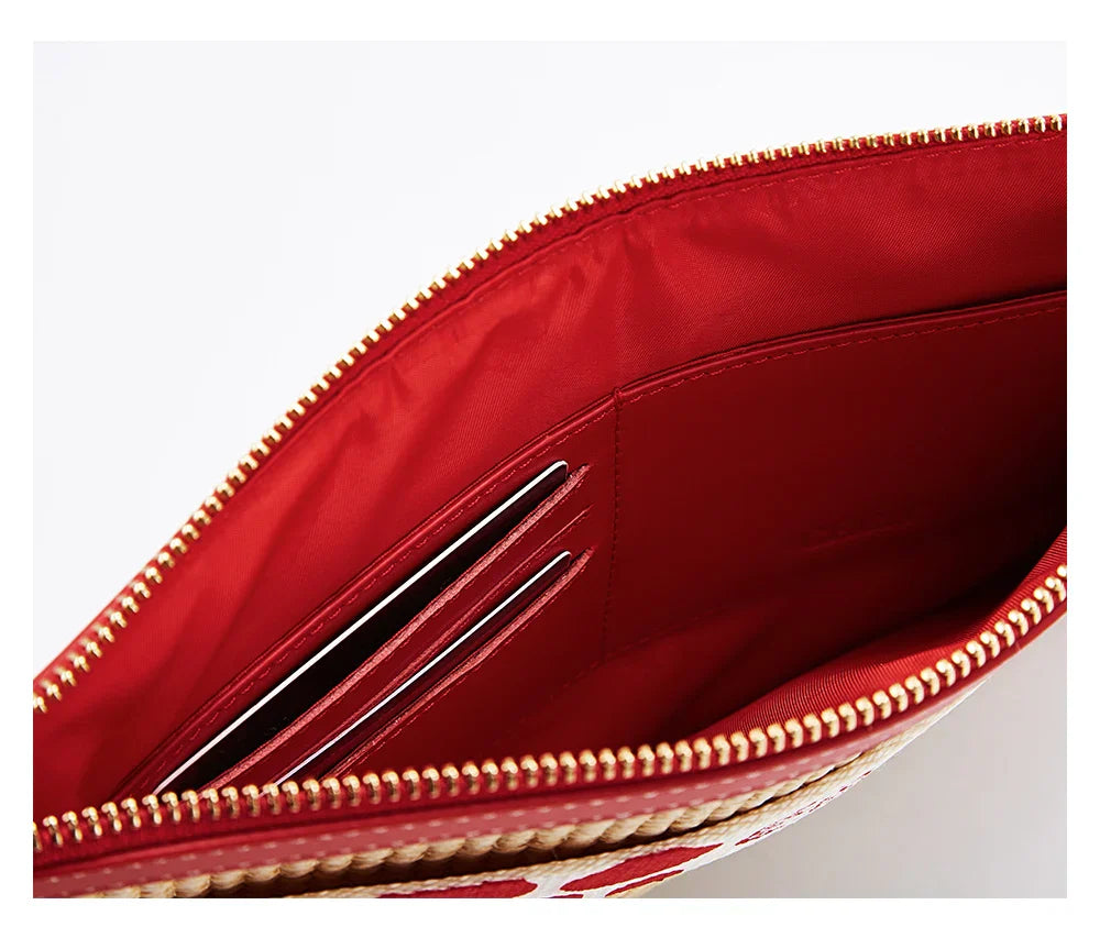 Handmade Woven Clutch Bag Ribbon Embellished Niche Style Clutch Bag