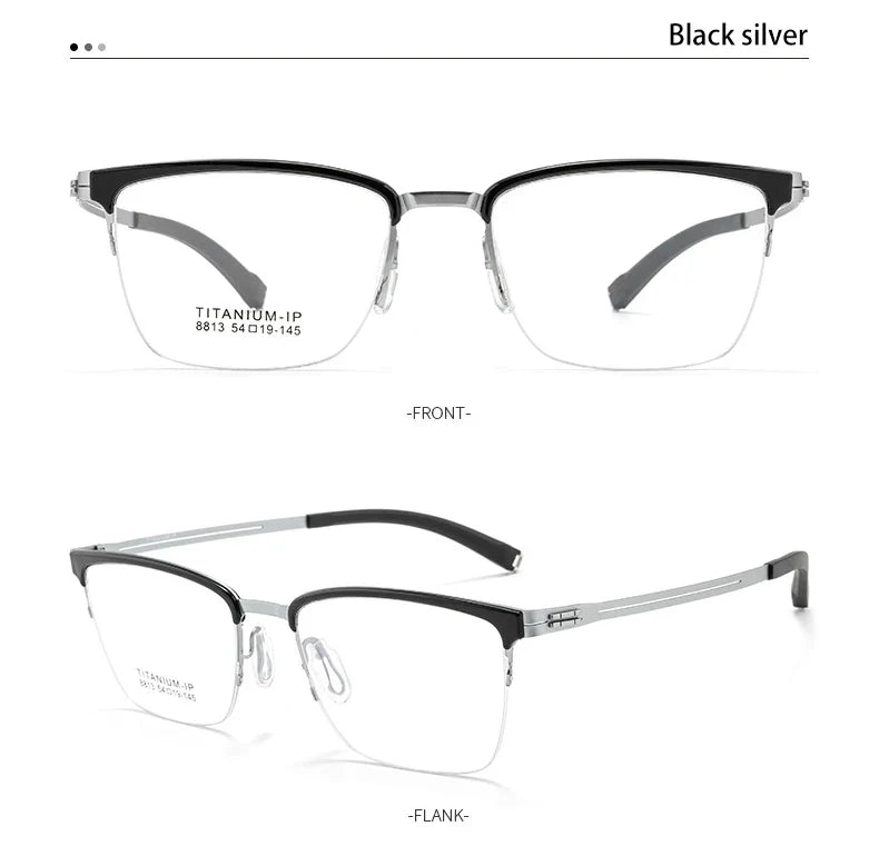 New Ultra-Lightweight Business Titanium Frame Semi-Rimless Reading Glasses Men Customized Prescription Myopia C8813T