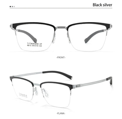 New Ultra-Lightweight Business Titanium Frame Semi-Rimless Reading Glasses Men Customized Prescription Myopia C8813T
