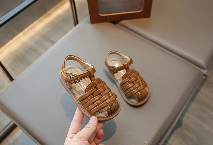 Kids Sandals 2026 Summer Sandals for Boy Fashion Children Cut-Outs Beach Shoes Braided Style Causal Walking Flat Sandals