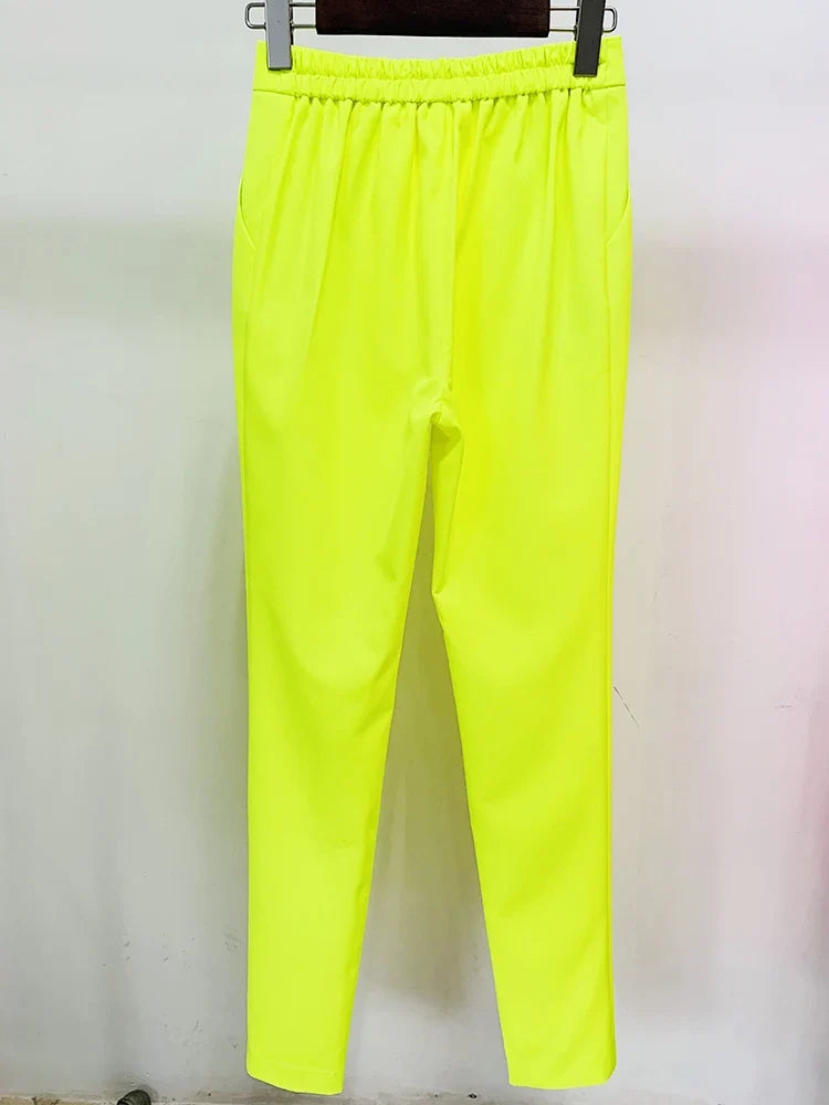 HIGH STREET Newest Fashion 2026 Designer Jacket Women Peak Strong Shoulder Double Breasted Long Blazer Fluorescein