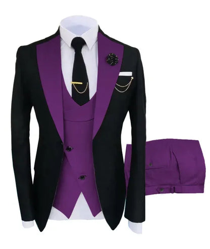New Costume Slim Fit Men Suit Slim Fit Business Suits Groom Black Tuxedos For Formal Wedding Suit Jacket Pant Vest 3 Pieces