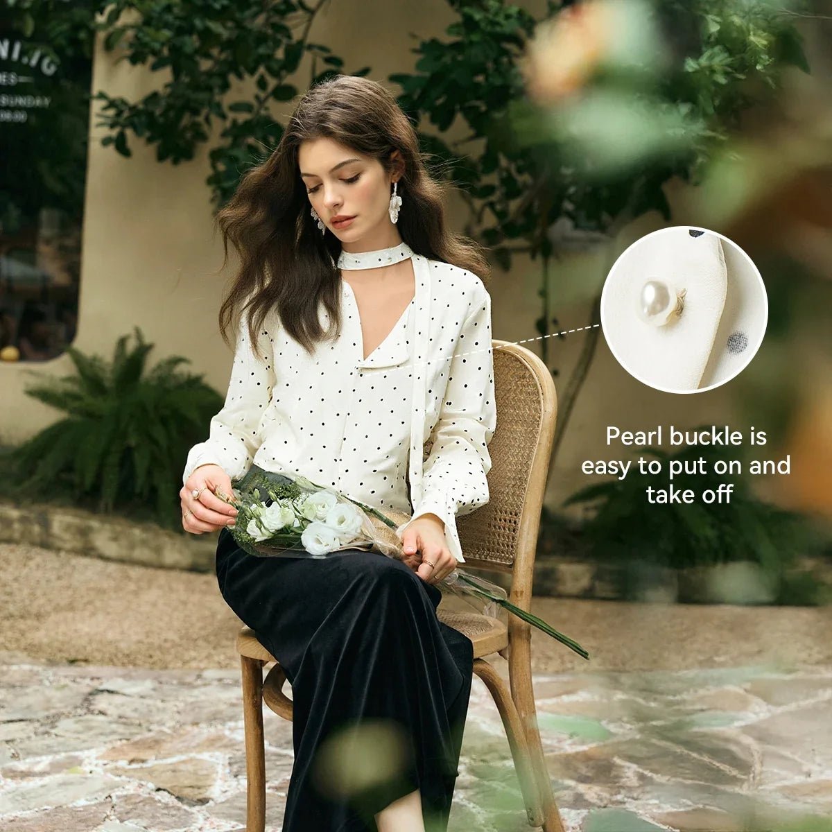 Woman Chiffon Blouse French Style 2026 Spring Elegant Polka Dot Ladies Top Bow Tie Neck Long Sleeve Shirts O58CC002535