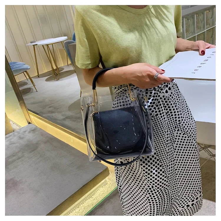Fashion Transparent Women Shoulder Bag Jelly Candy Summer Beach Handbag for Female Messenger Bags Bolsa Totes Bucket Bag