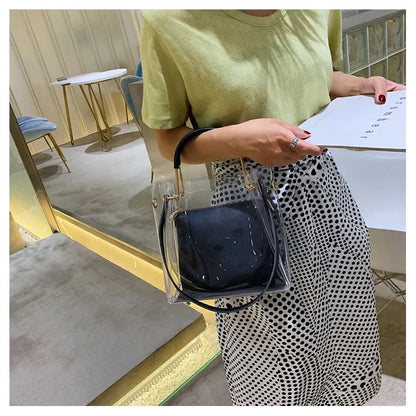 Fashion Transparent Women Shoulder Bag Jelly Candy Summer Beach Handbag for Female Messenger Bags Bolsa Totes Bucket Bag