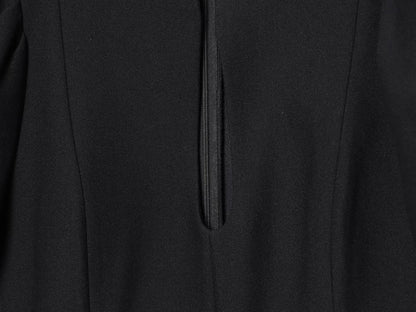 Elegant Holiday Chic Women Mini Dress Black O-Neck Zipper Short Puff Sleeve Dress Fashion 2026 Spring Summer Party Dress
