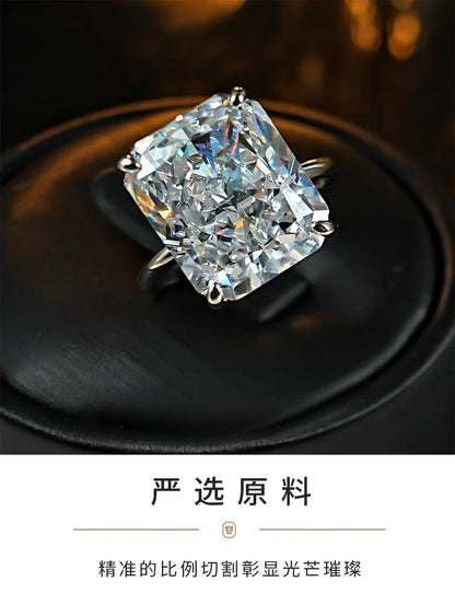 Ring 925 Silver Sparkling 12ct Redion Crushed Ice Cutting Cultivate High Carbon Diamond Simple Style European and American