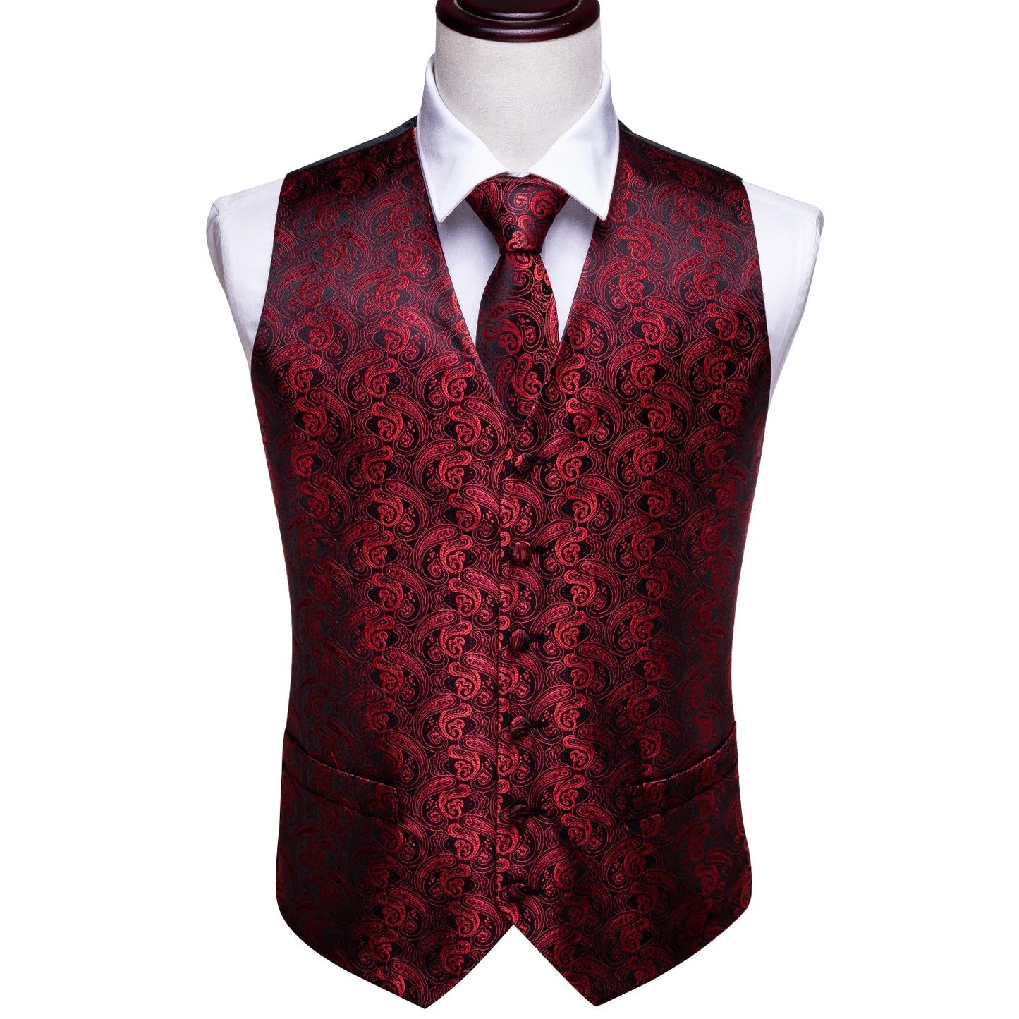 Green Suit Vest Men Paisley Waistcoat Plaid Silk Tie Handkerchief Cufflinks for Wedding Summer Vests Tuxedo MJ-2004 Barry.Wang