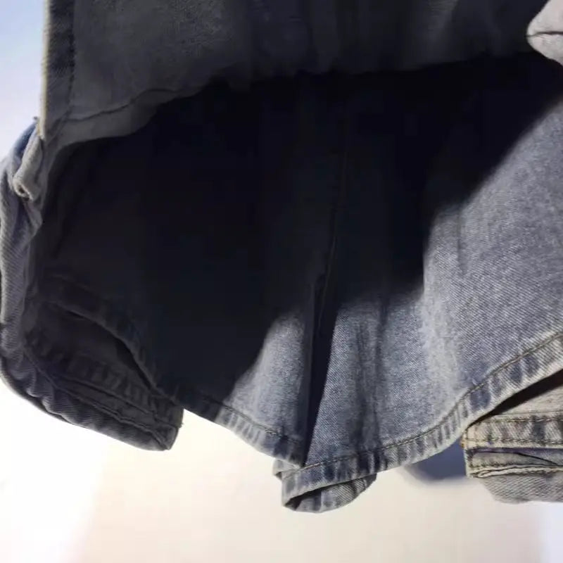 2026 Summer New Embroidery Letter High Waist Cargo Pocket Denim Shorts Women
