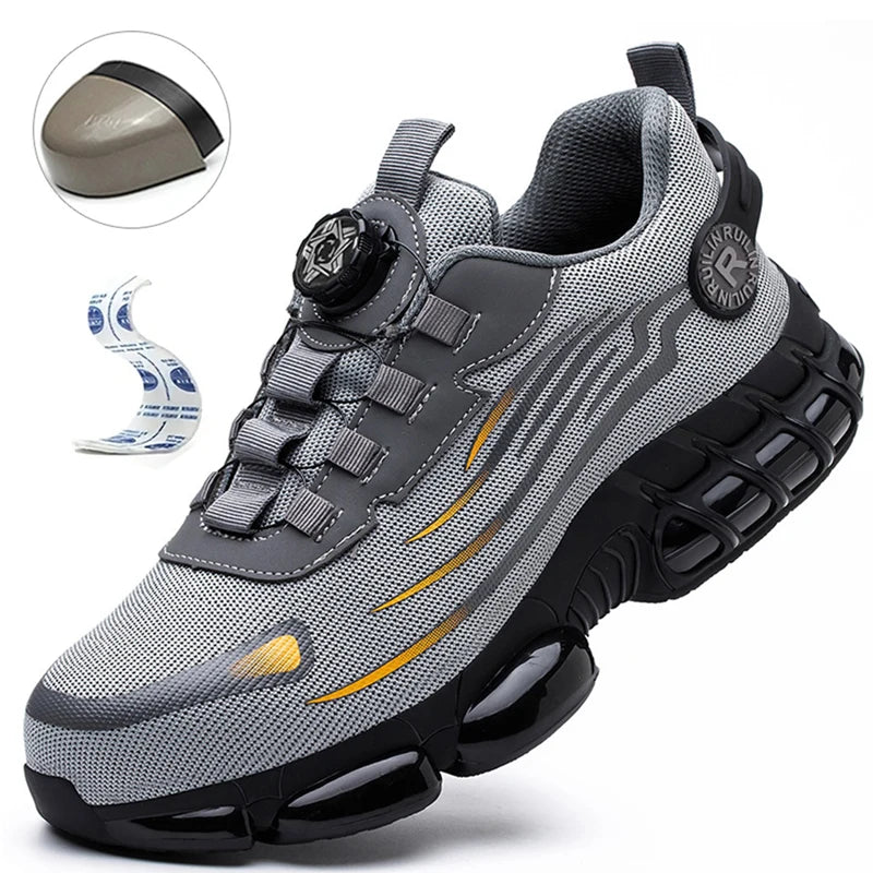 Rotating Button Safety Shoes Men Anti-smash Anti-puncture Work Shoes Fashion Men Safety Sport Shoes Security Protective BootsMen