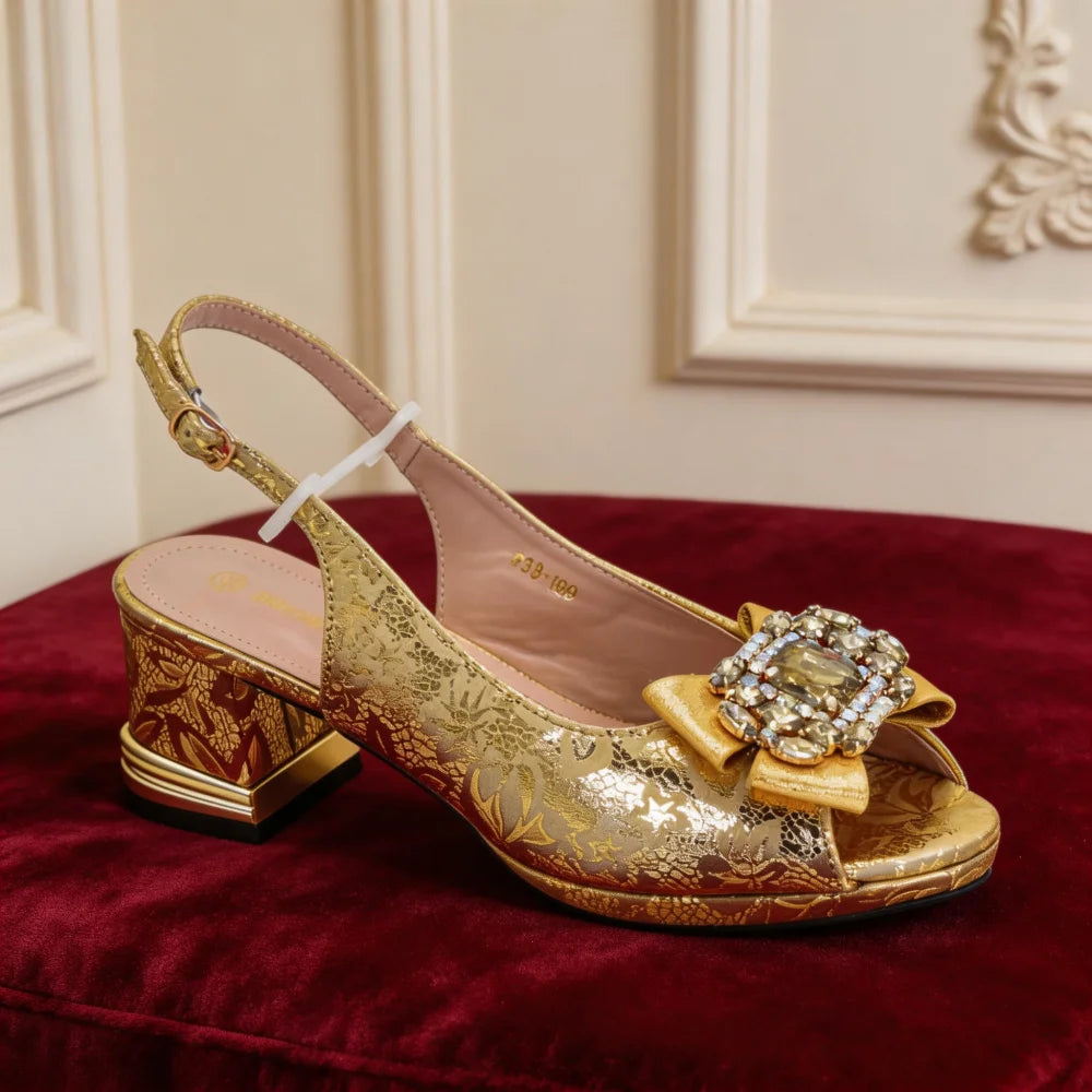 Latest Party Shoes and Bags To Match for Nigerian Luxury Shoe and Bag Set for Party in Women Rhinestone Wedding Bride Shoes