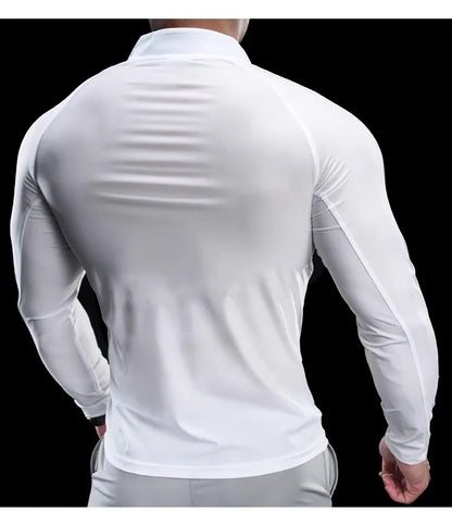 2024 New Men Sports T-shirt Gym Fitness Tops Running Training Clothes Autumn Round Neck Quick-drying Breathable Long Sleeves