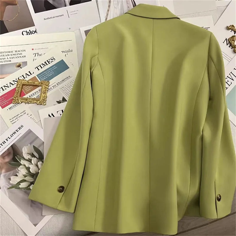 Elegant Office Lady Blazers Women Outerwears 2025Fashion Long Sleeve Single Button Blazer New Autumn Casual Female Coats Jackets