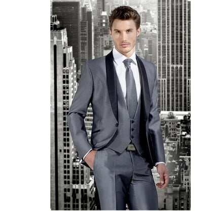 Latest Coat Pant Design Men Suits Smolking Noivo Terno Slim Fit Easculino Evening Suits For Men Groom Tuxedos Grey Groomsmen