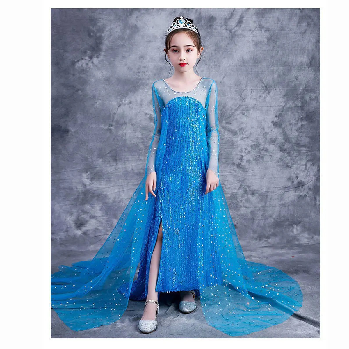Halloween Elsa Dress Kids Cosplay Costumes Sequined Mesh Ball Gown Carnival Party Frozen Prom Gown Princess Dress for Girl