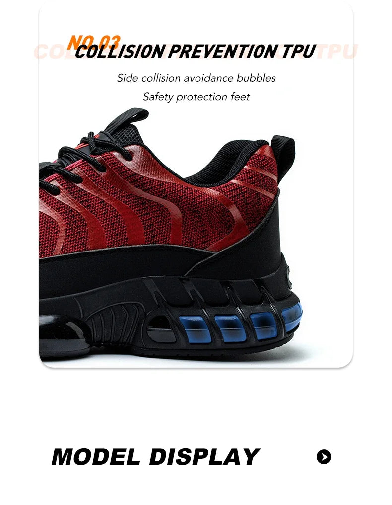 New 2024 Fashion Steel Toe Work Safety Shoes For Men Anti-smash Anti-puncture Indestructible Sneakers Protective Male Footwear
