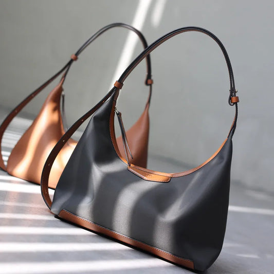 New Arrival Underarm Bag Women Genuine Leather Crossbody Bag Fashion Female Nylon Handbag Luxury Messenger Purses