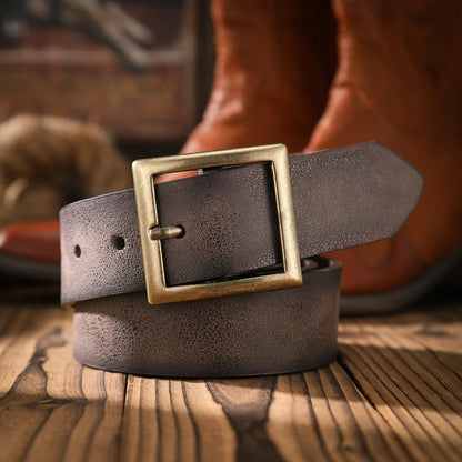 A Casual and Retro Belt, a Waist Accessory for Western-Style Clothing, Metal Buckle, PU Belt, Suitable for Both Men and Women