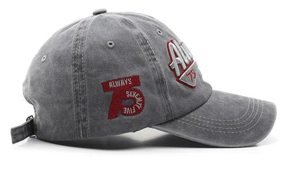 2025 Spring/Summer Unisex Cotton Baseball Cap Vintage Washed with Alphabet  ALWAYS Embroidery - Hip-Hop Inspired Snapback Design