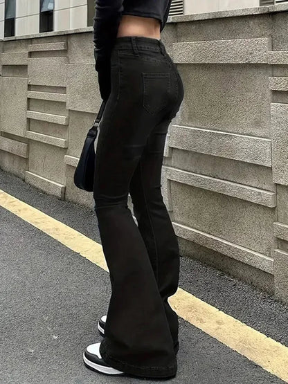 2025 Woman Vintage High Waist Flare Jeans Female Stretchy Bootcut Tight Denim Pants Women Bell Bottoms Casual Slim Fit Trousers