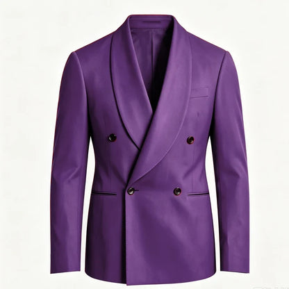Luxury Men's Summer Blazer Shawl Lapel Slim Fit Double Breasted Suit Jacket Business Casual Wedding Groom Tuxedo Formal Party