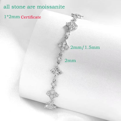 Full Diamond Moissanite Bracelets for Women Sparkling Girls Luxury Chains 100% 925 Sterling Silver Jewelry Plated 14K