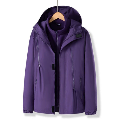 Women Three-in-One Detachable Autumn Winter Outdoor Climbing Windbreaker Windproof Waterproof Fleece Lined Jacket Coat Man Coats