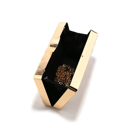 Women Clutch Evening Bags Flap Luxury New Arrival Hollow Out Style Glitter Handbags Metal Chain Party Wedding Bridal Pro