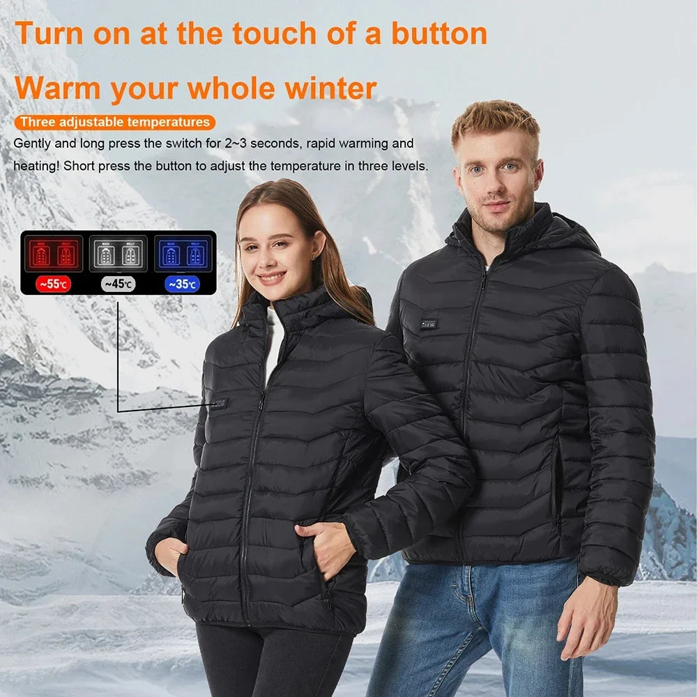 21 Areas Heated Jacket Women's Warm Vest USB Men's Heating Jacket  Waterproof Winter Heated Jackets Ski Clothing Coat Heated