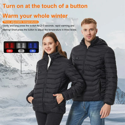 21 Areas Heated Jacket Women's Warm Vest USB Men's Heating Jacket  Waterproof Winter Heated Jackets Ski Clothing Coat Heated