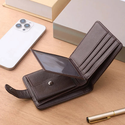 Portefeuille en cuir fin pour homme, porte-monnaie à fermeture éclair de qualité avec compartiment à monnaie, porte-cartes court décontracté pour homme pour un usage quotidien