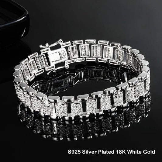 Bracelet à maillons cubains en moissanite diamant 1 mm couleur D pour hommes femmes unisexe en argent 925, bracelets de 10 mm, collection originale 2024