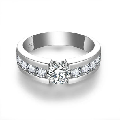 Full Moissanite Wedding Ring for Men 925 Sterling Silver with Gold Plated Eternity Band Man's Lab Diamond Party Rings