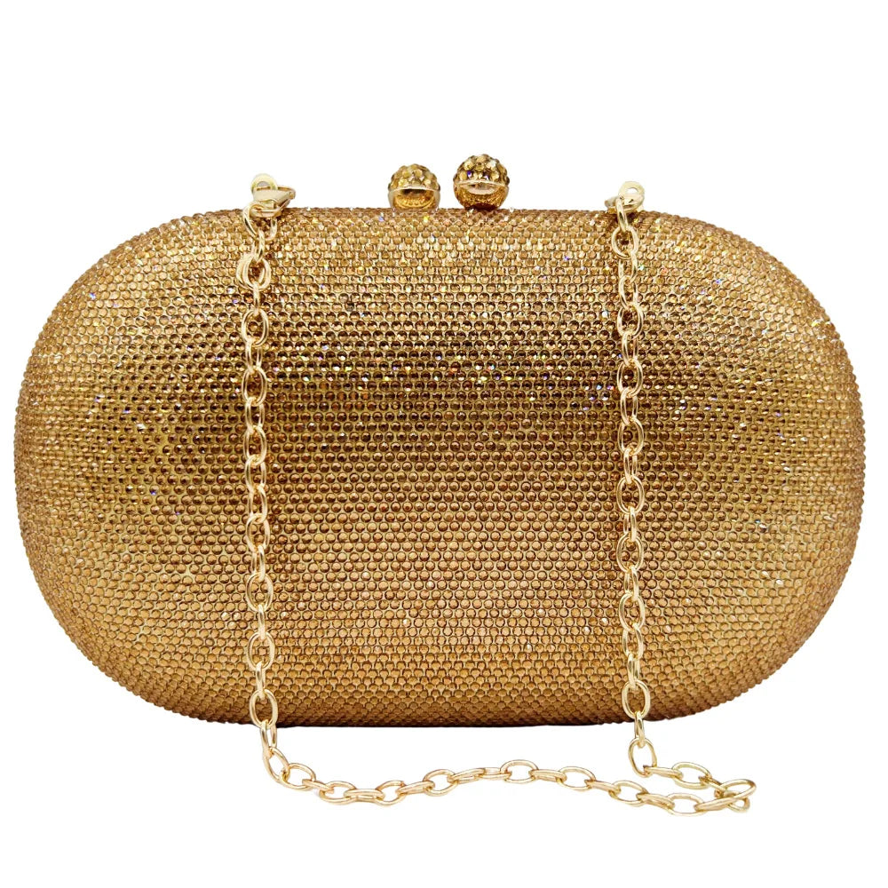 Middle East Diamond Embellished Evening Bag Pure Color Rhinestone Women's Clutch Handbag Polyester Daily Match Magnetic Buckle