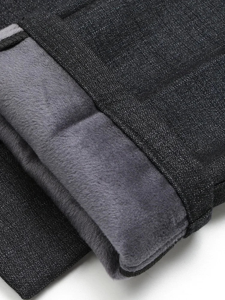 Fashion Men Thermal Fleece Casual Pants Winter Thick Straight Slim Velvet Trousers Brand Clothing Korean Male Pants Size 28-38