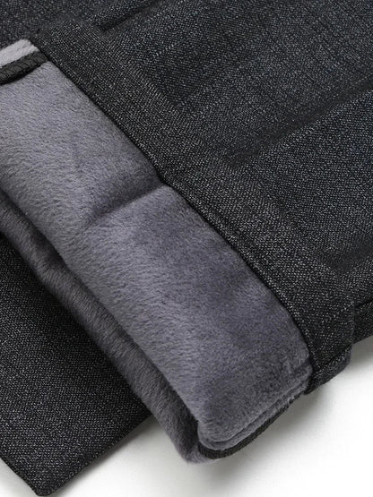 Fashion Men Thermal Fleece Casual Pants Winter Thick Straight Slim Velvet Trousers Brand Clothing Korean Male Pants Size 28-38