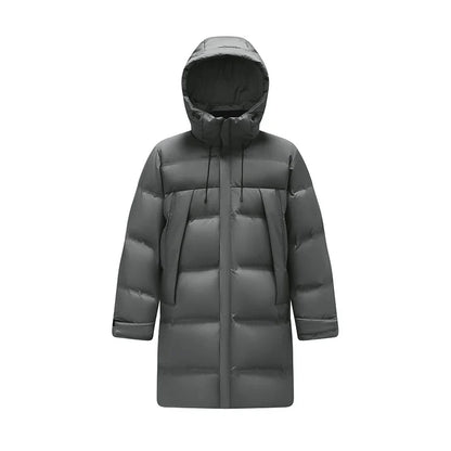 Down Jacket Men Long Hooded Loose Simple Versatile 2026 Winter Man Clothes Winter Outerwear