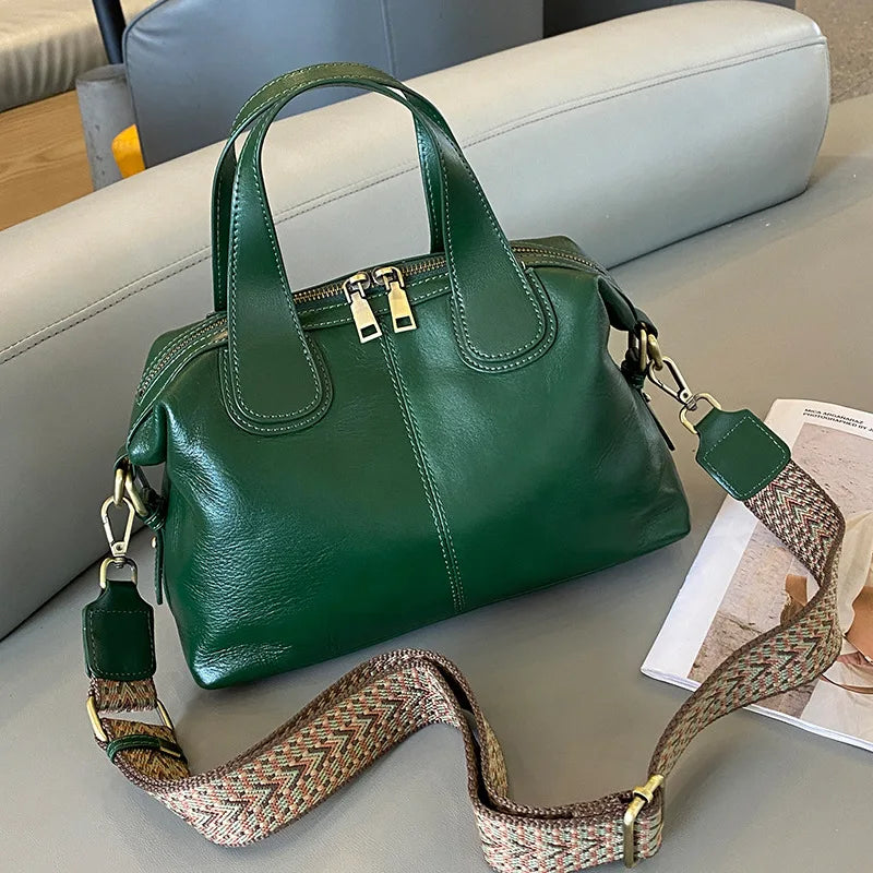 MS Genuine Leather Woman Bags Luxury Retro Shoulder Handbag Vintage Lady Messenger Casual Tote Crossbody Purses Black 2023 New