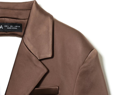 backless Satin Texture Blazers Women Fashion Autumn Winter Back hollow design Long Sleeve Single Buckle Suits Jacket coats